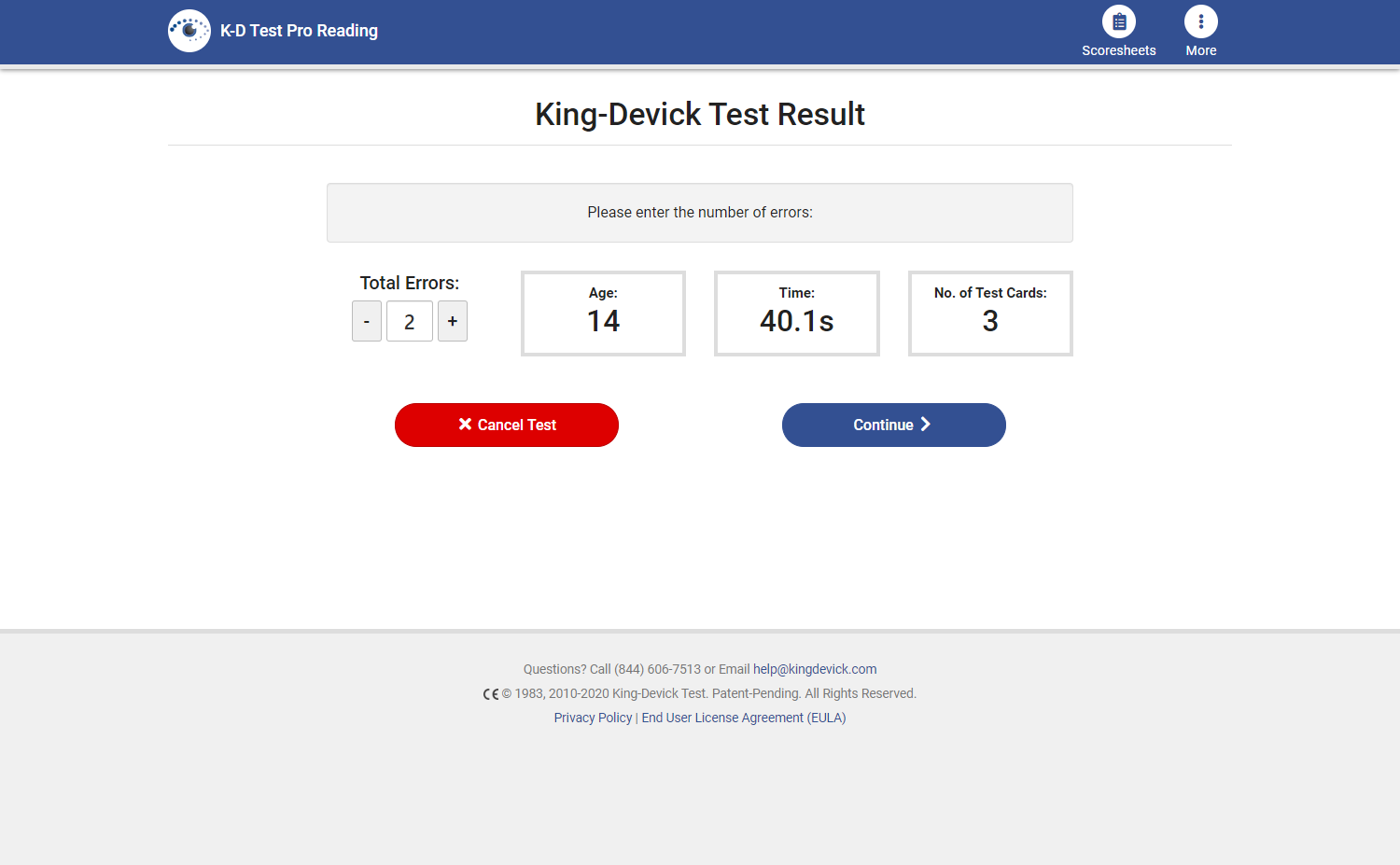 Administering a Pro Reading K-D Test (Web App) - King Devick Support