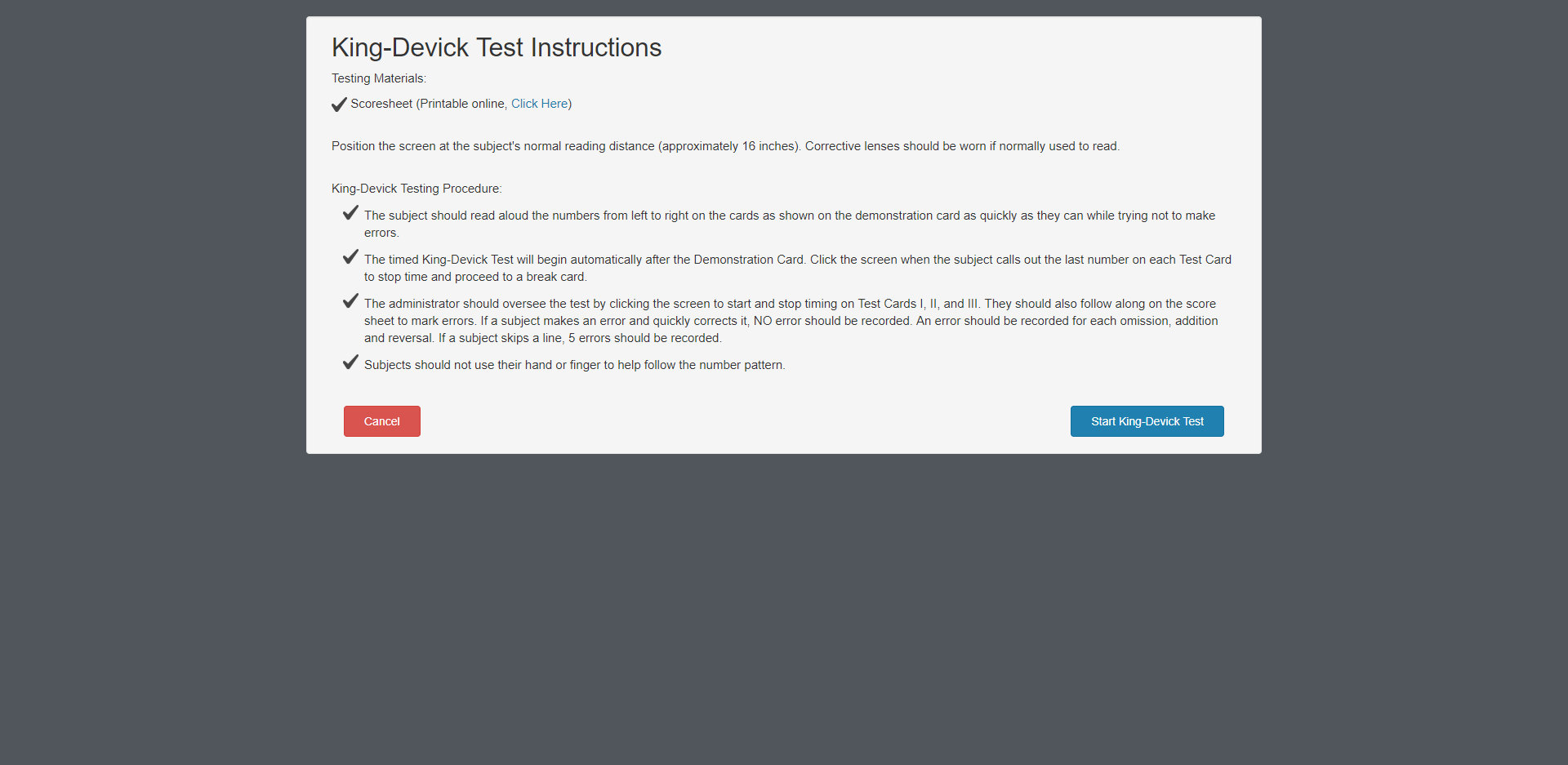 Record KD Test Example